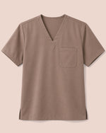 Men's One-Pocket V-neck Scrub Top Mocha