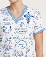 Personalized Name Nurse Christian Prayer Jesus Flower Cross Bible Quote Pattern Top