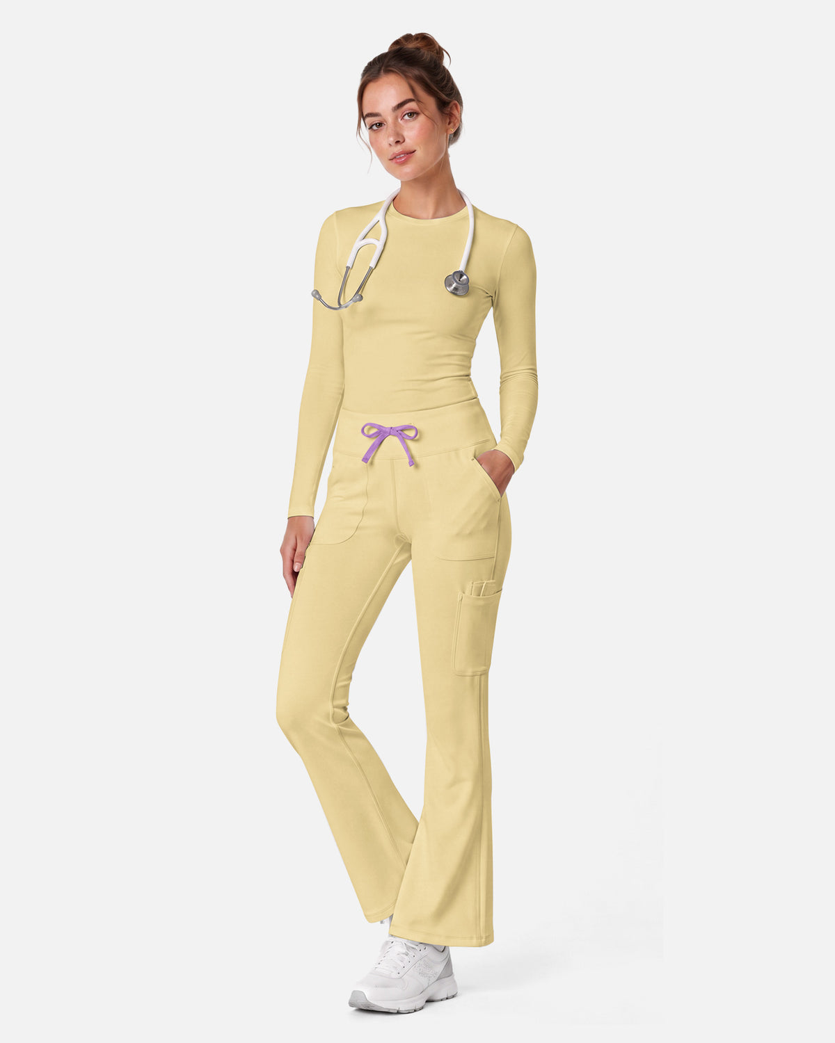 High-Rise Flare Scrub Legging Butter Yellow