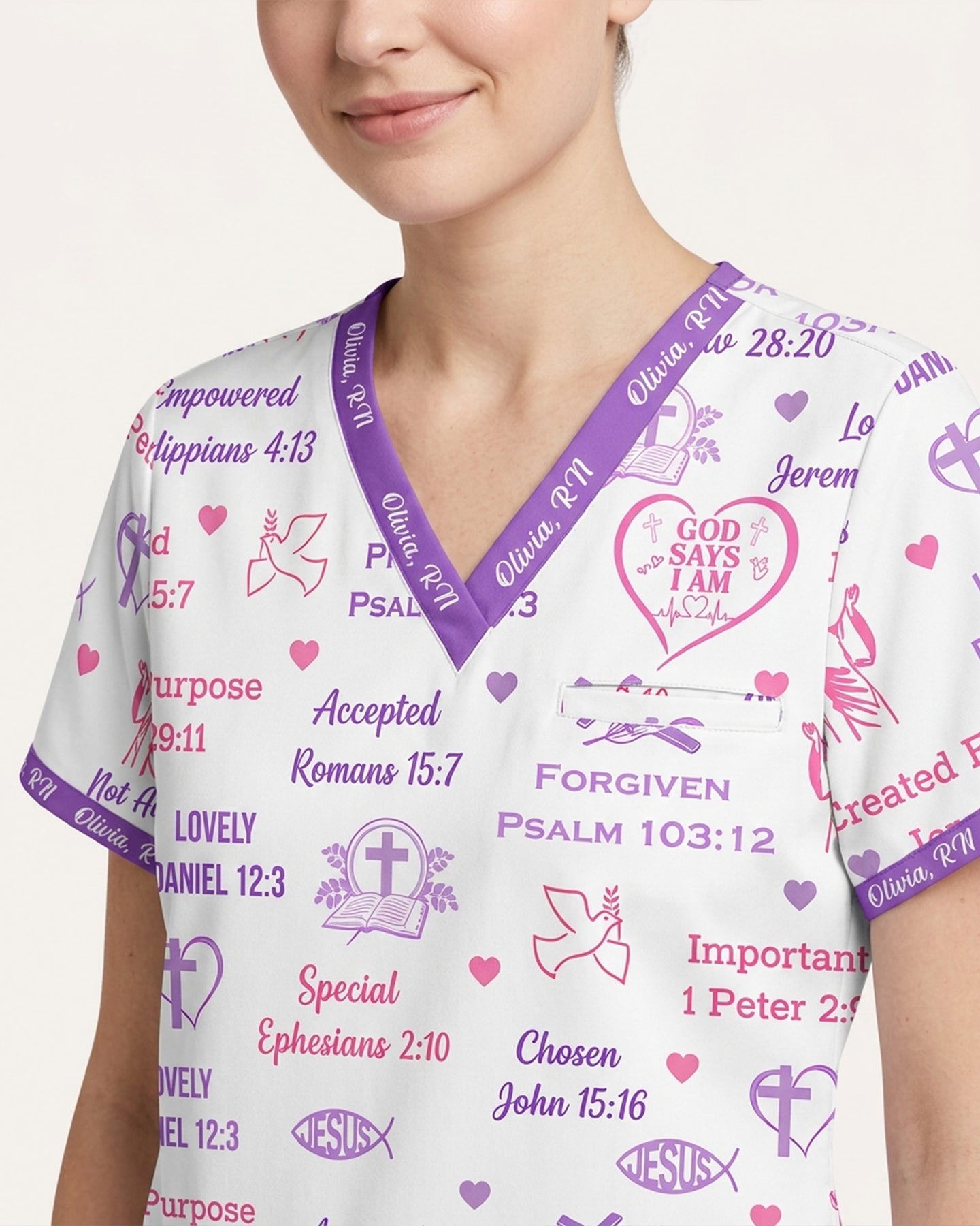 Personalized Name And Specialty God Says I Am Nurse Bible Pattern Top