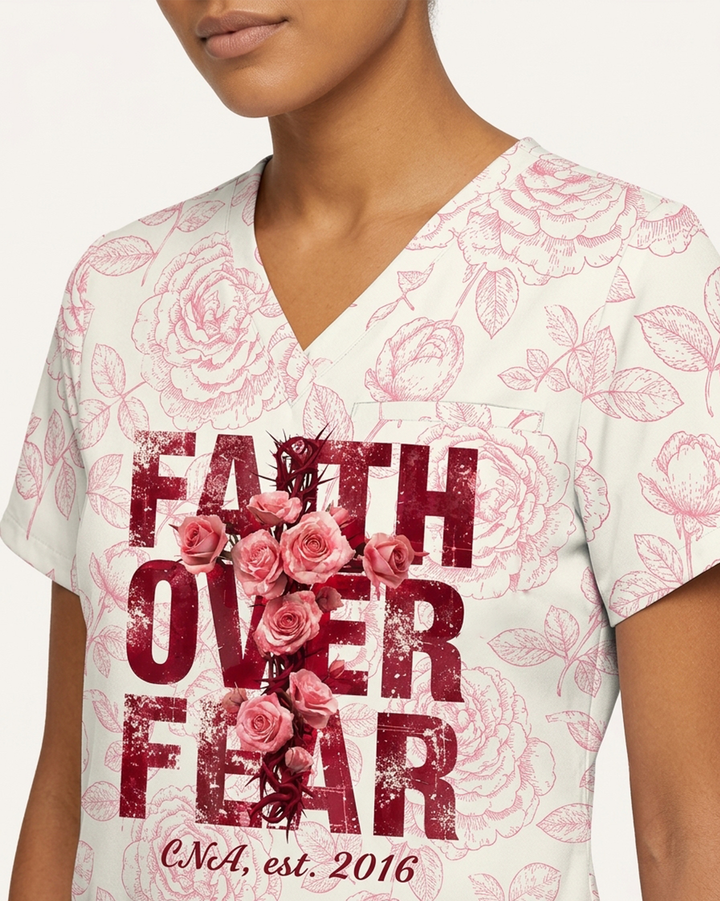 Personalized Job Title And Year Faith Over Fear Nurse Flower Set