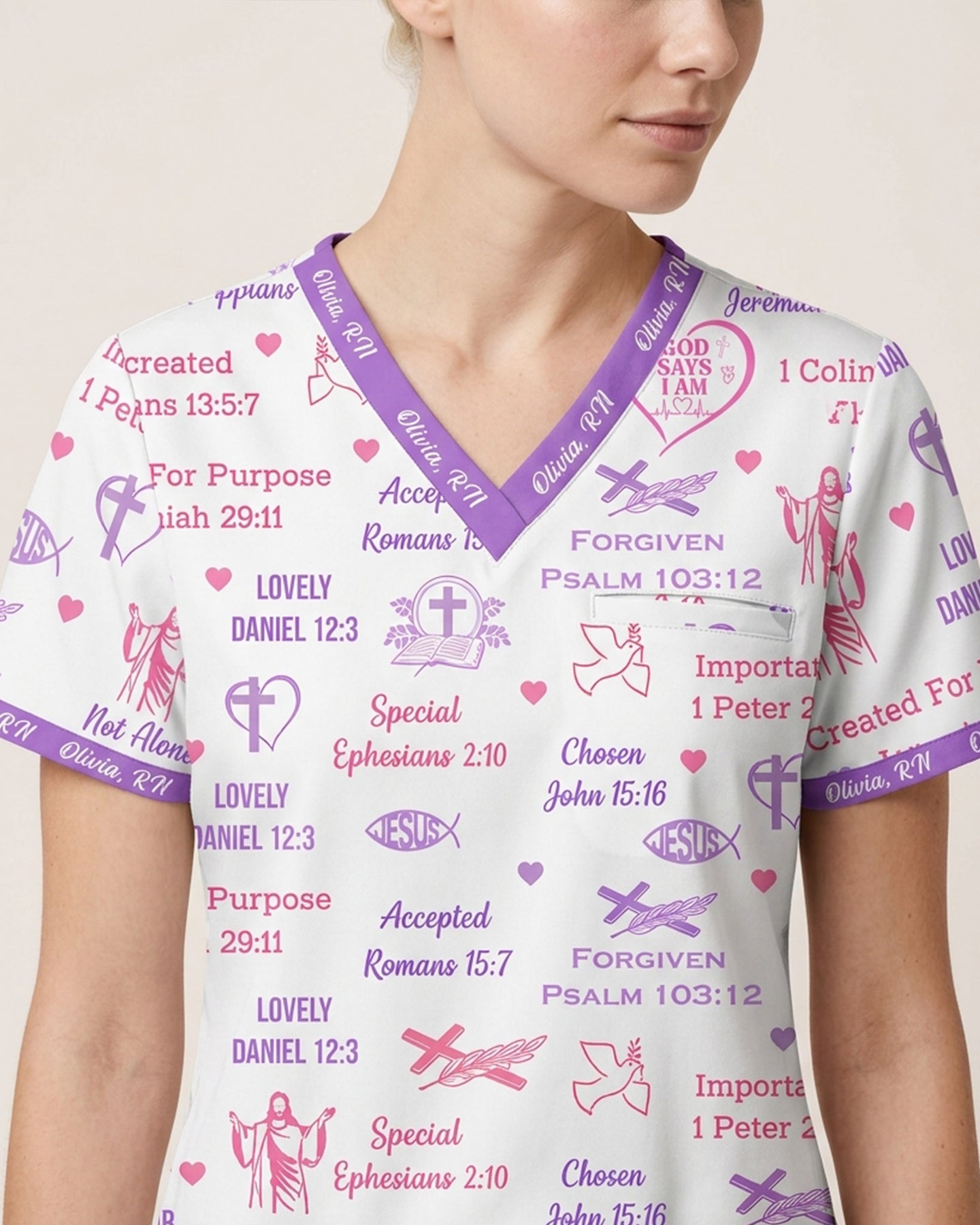 Personalized Name And Specialty God Says I Am Nurse Bible Pattern Top