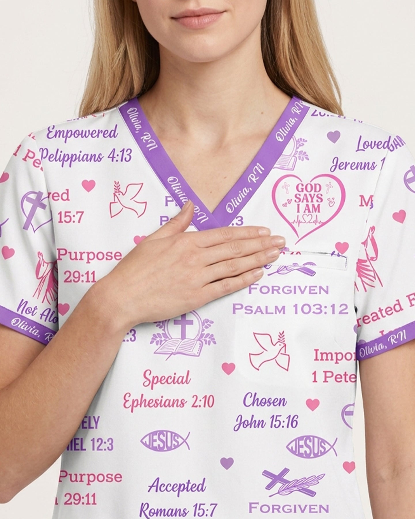 Personalized Name And Specialty God Says I Am Nurse Bible Pattern Top