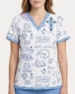 Personalized Name Nurse Christian Prayer Jesus Flower Cross Bible Quote Pattern Top