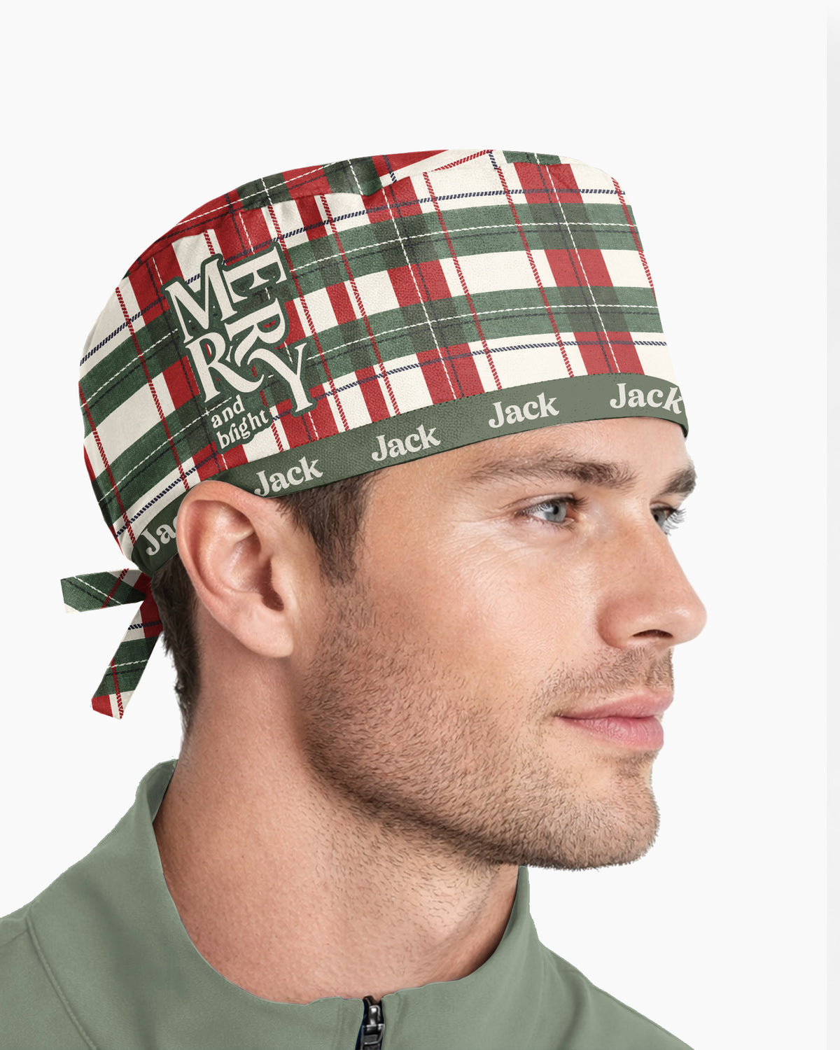 Personalized Name And Job Title Merry And Bright Plaid Pattern Christmas Gift For Nurse Cap