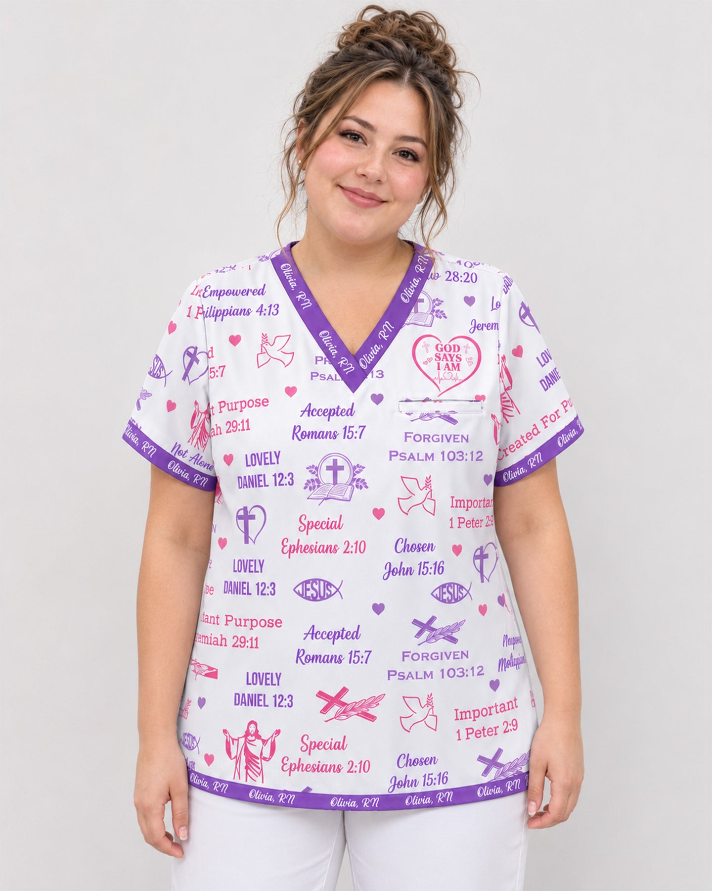 Personalized Name And Specialty God Says I Am Nurse Bible Pattern Top