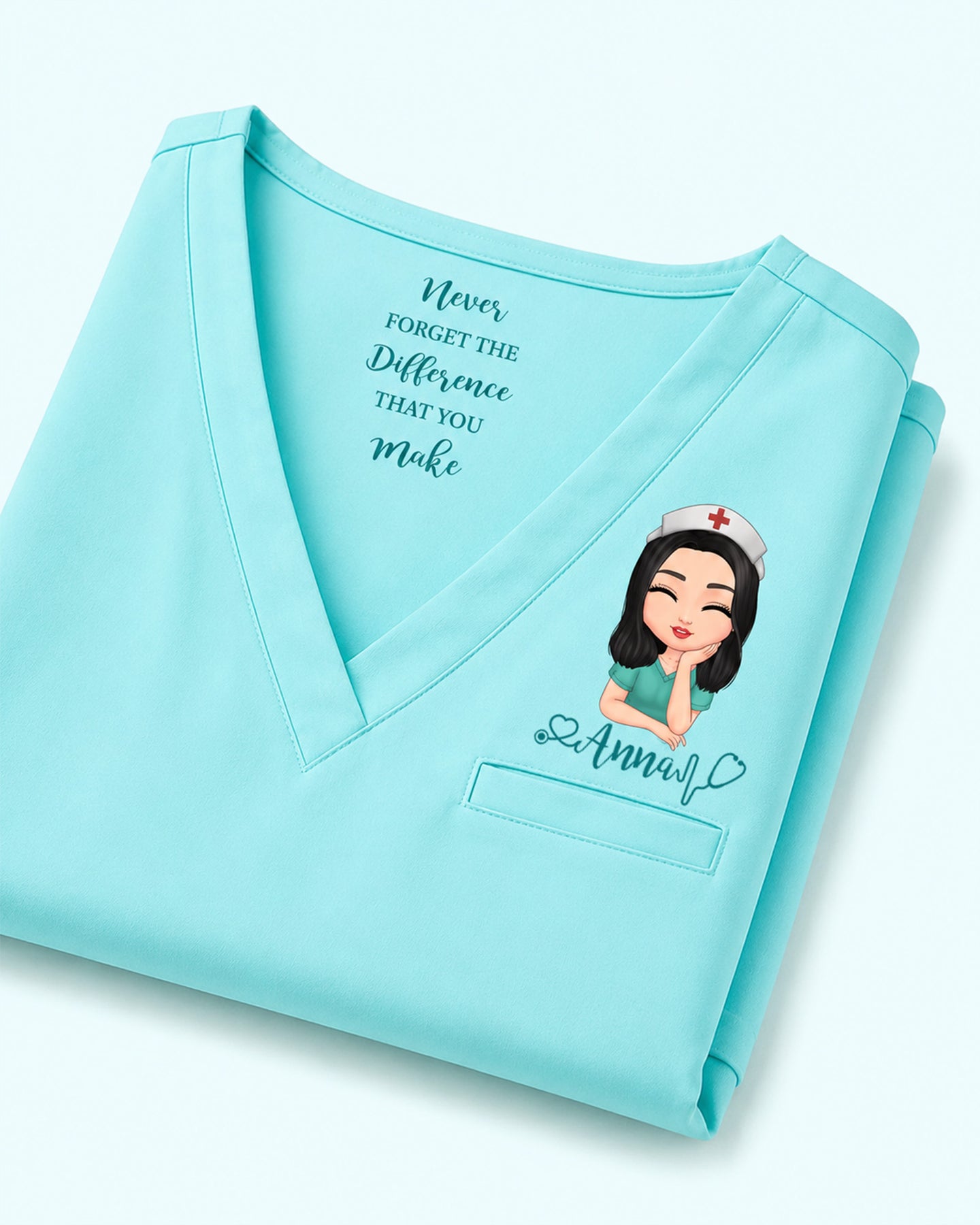 Personalized Name, Specialty And Nurse Never Forget The Difference You Make Heartbeat Stethoscope Gift For Colleague Top
