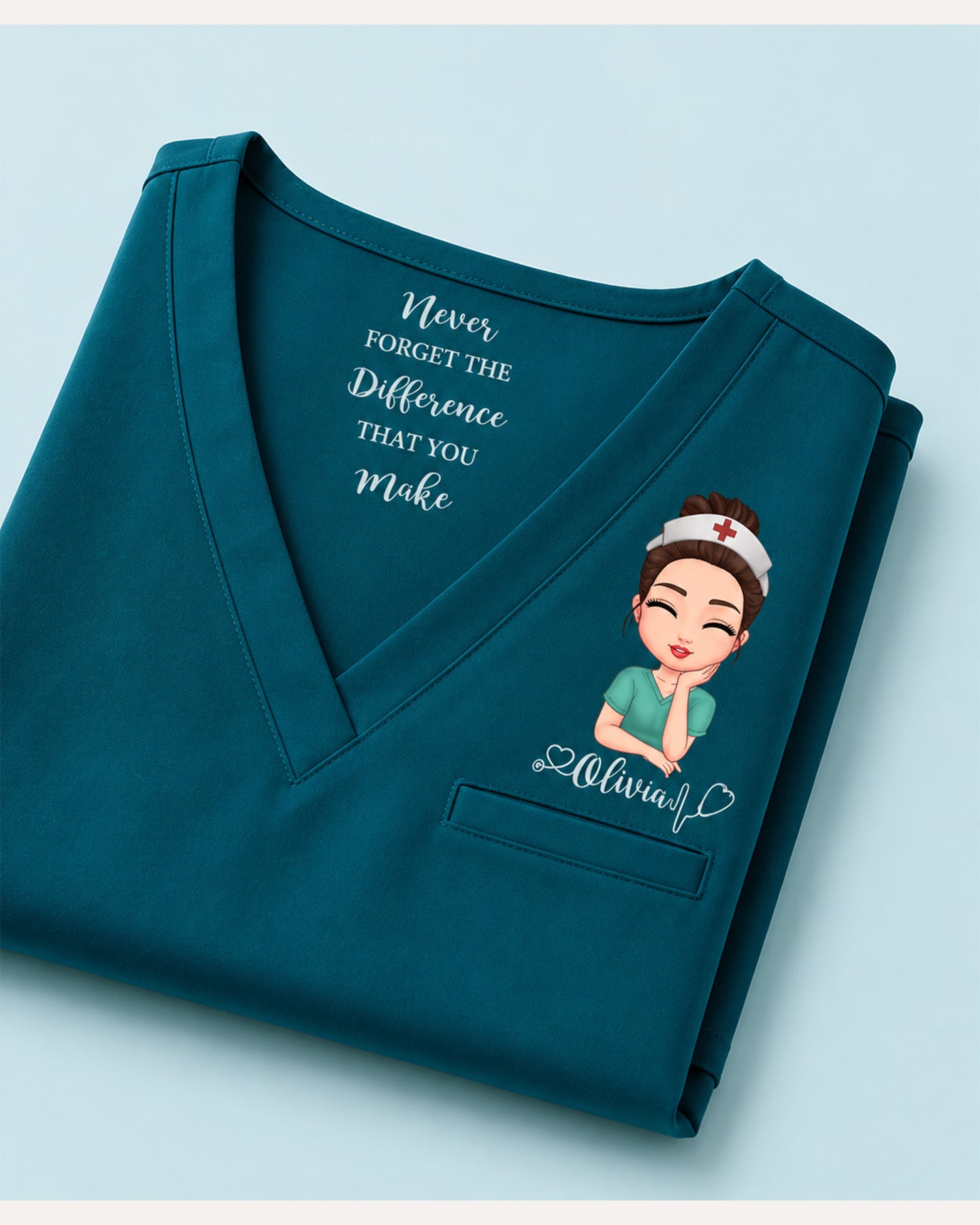 Personalized Name, Specialty And Nurse Never Forget The Difference You Make Heartbeat Stethoscope Gift For Colleague Top
