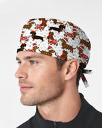 Funny Christmas Dachshund Wearing Santa Outfit Scrub Cap