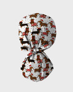 Funny Christmas Dachshund Wearing Santa Outfit Scrub Cap