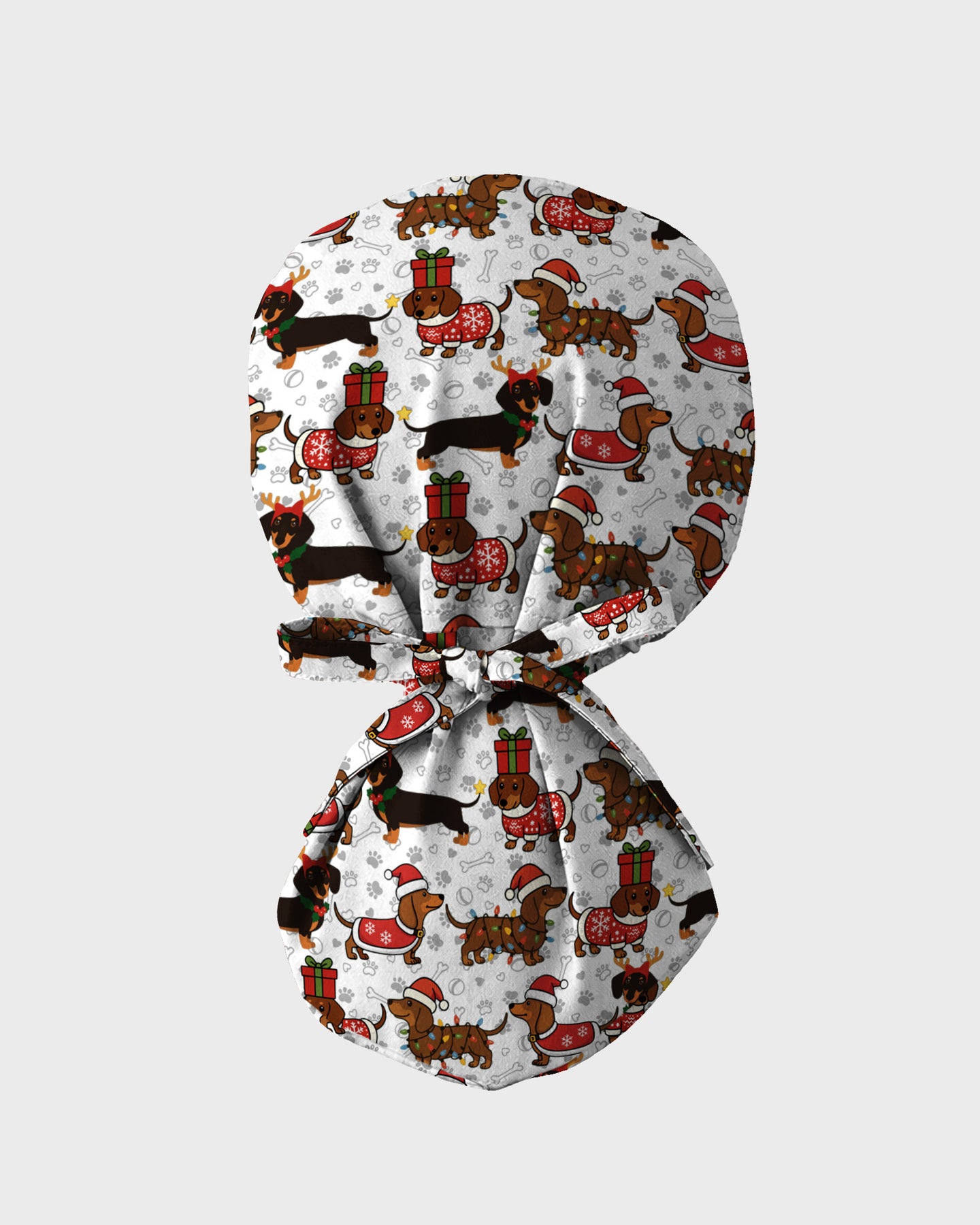 Funny Dachshund in Santa Costume Illustration Scrub Cap