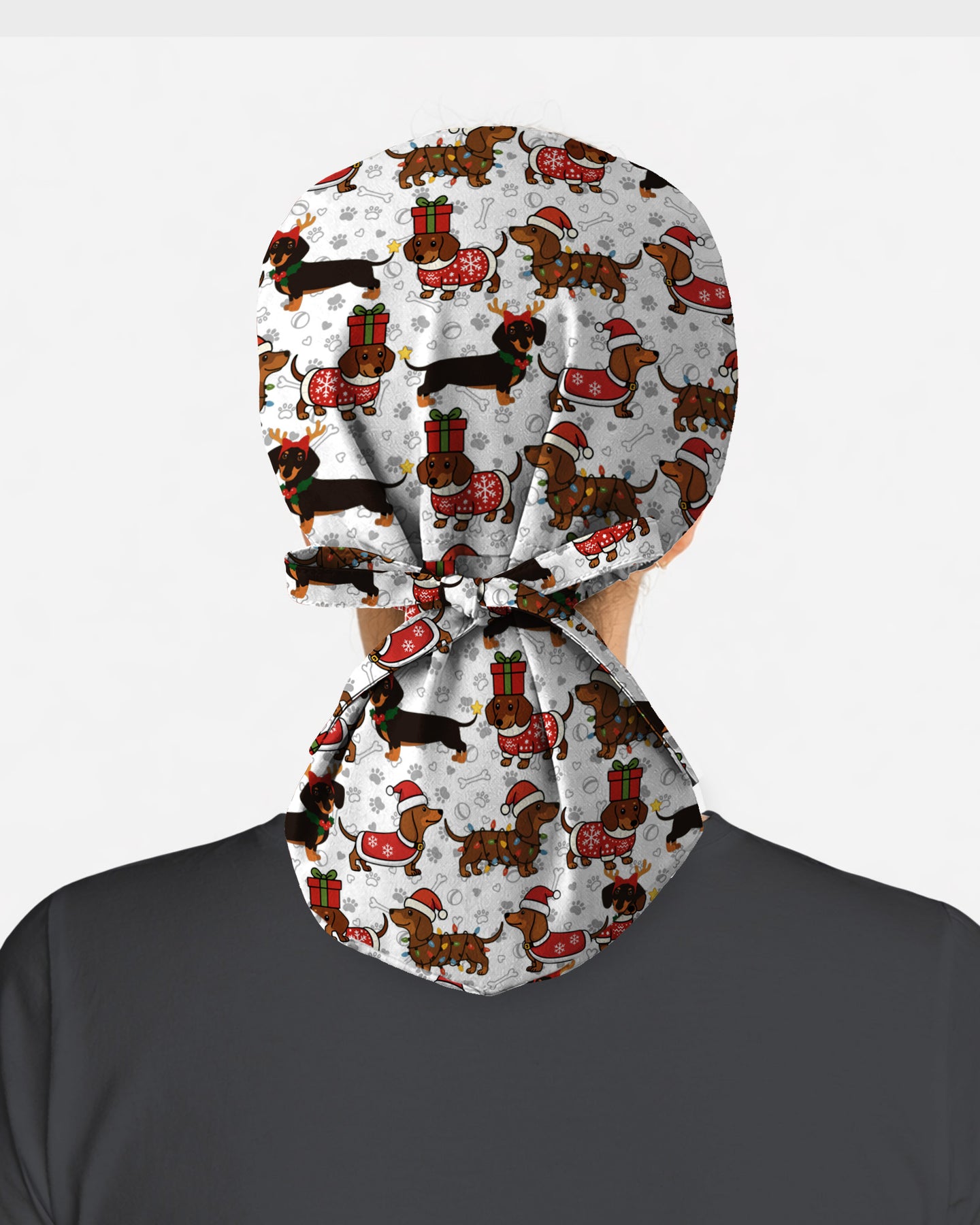 Funny Dachshund in Santa Costume Illustration Scrub Cap