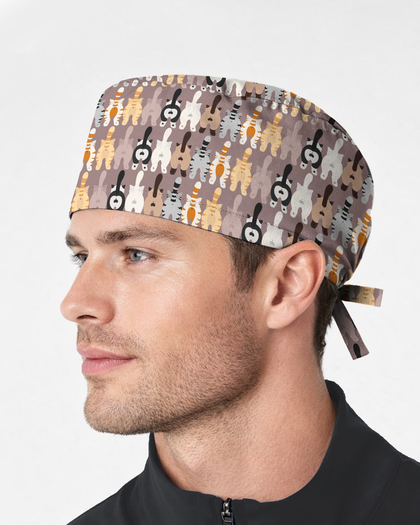 Cute Cartoon Cat Butt Repeat Pattern Scrub Cap