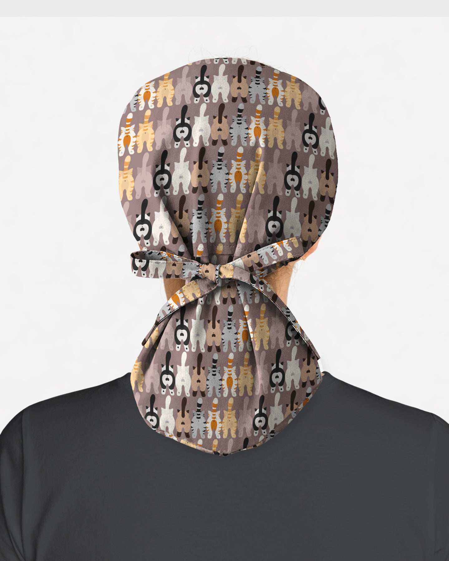 Cute Cartoon Cat Butt Repeat Pattern Scrub Cap