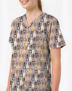 Cute Cartoon Cat Butt Repeat Women Scrub Top