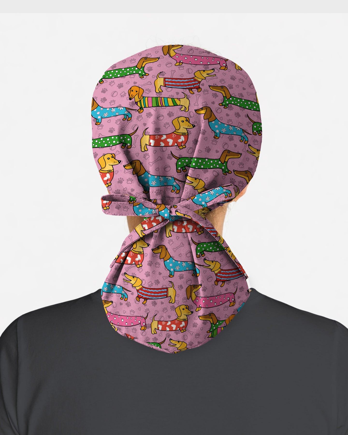 Cute Dachshund Cartoon Nurse Character Illustration Scrub Cap