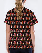 Funny Valentine Chicken with Heart Illustration Women Scrub Top