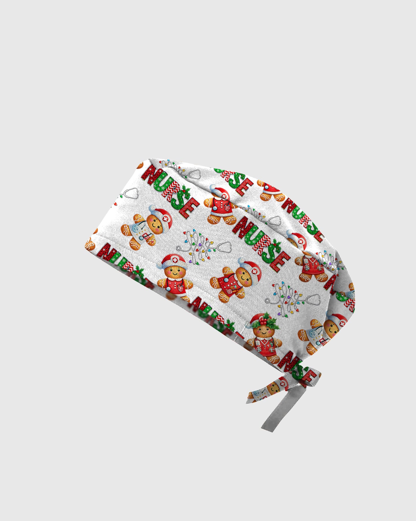 Funny Gingerbread Nurse Christmas Illustration Scrub Cap