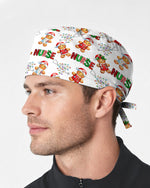 Funny Gingerbread Nurse Christmas Illustration Scrub Cap