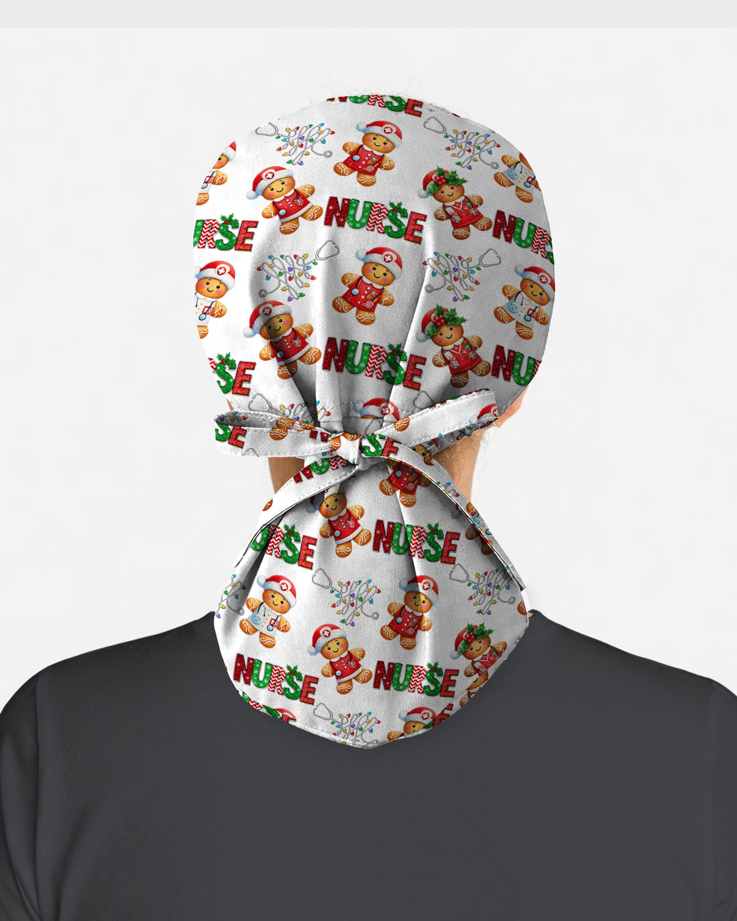 Funny Gingerbread Nurse Christmas Illustration Scrub Cap