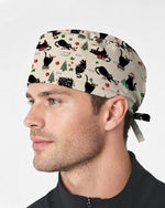 Black Cat Christmas Nurse Festive Scrub Cap