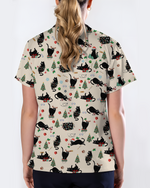Black Cat Christmas Nurse Festive Women Scrub Top