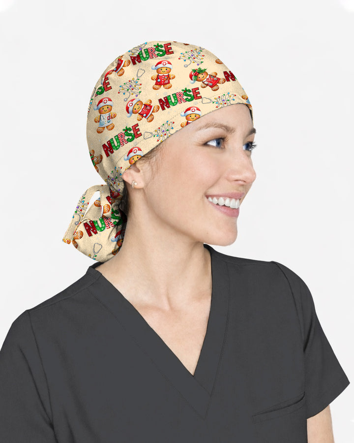Gingerbread Nurse Christmas Holiday Cheer Scrub Cap