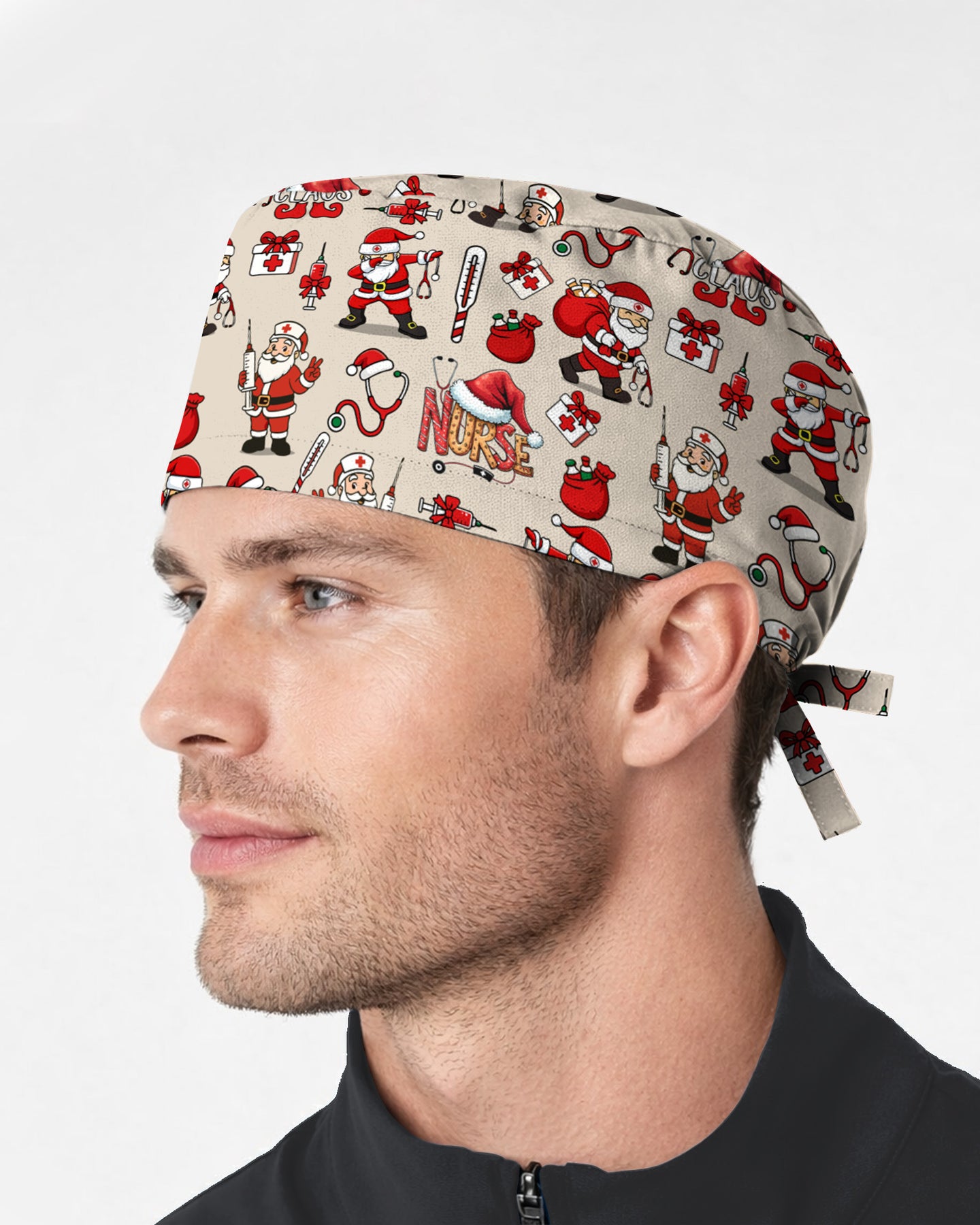 Nurse Claus Santa Holiday Cheer Scrub Cap