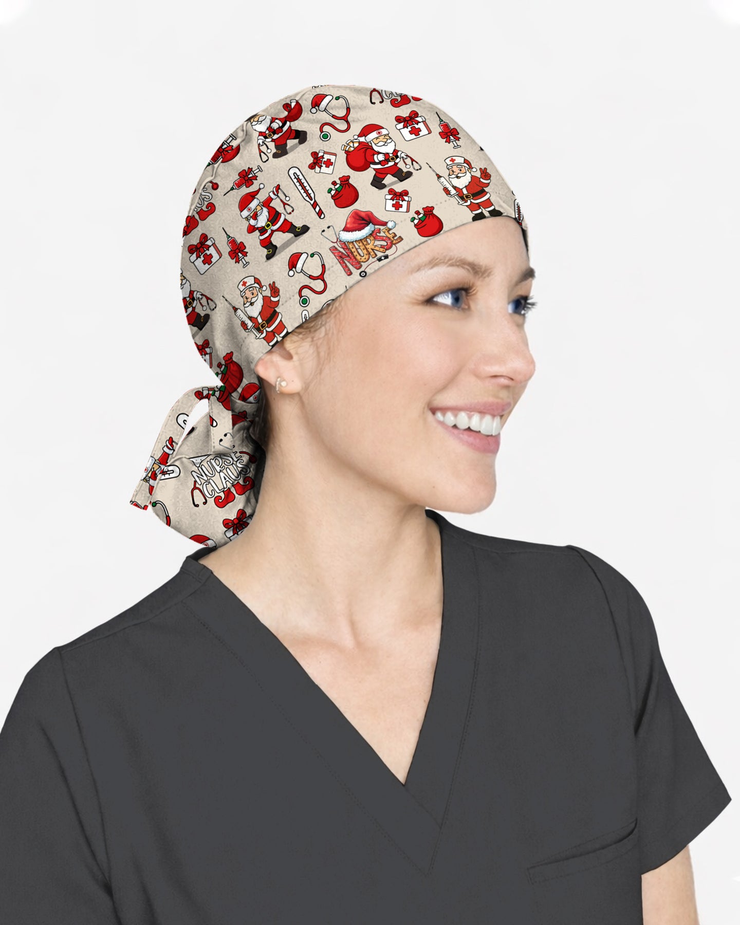 Nurse Claus Santa Holiday Cheer Scrub Cap