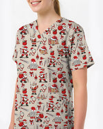 Nurse Claus Santa Holiday Cheer Women Scrub Top