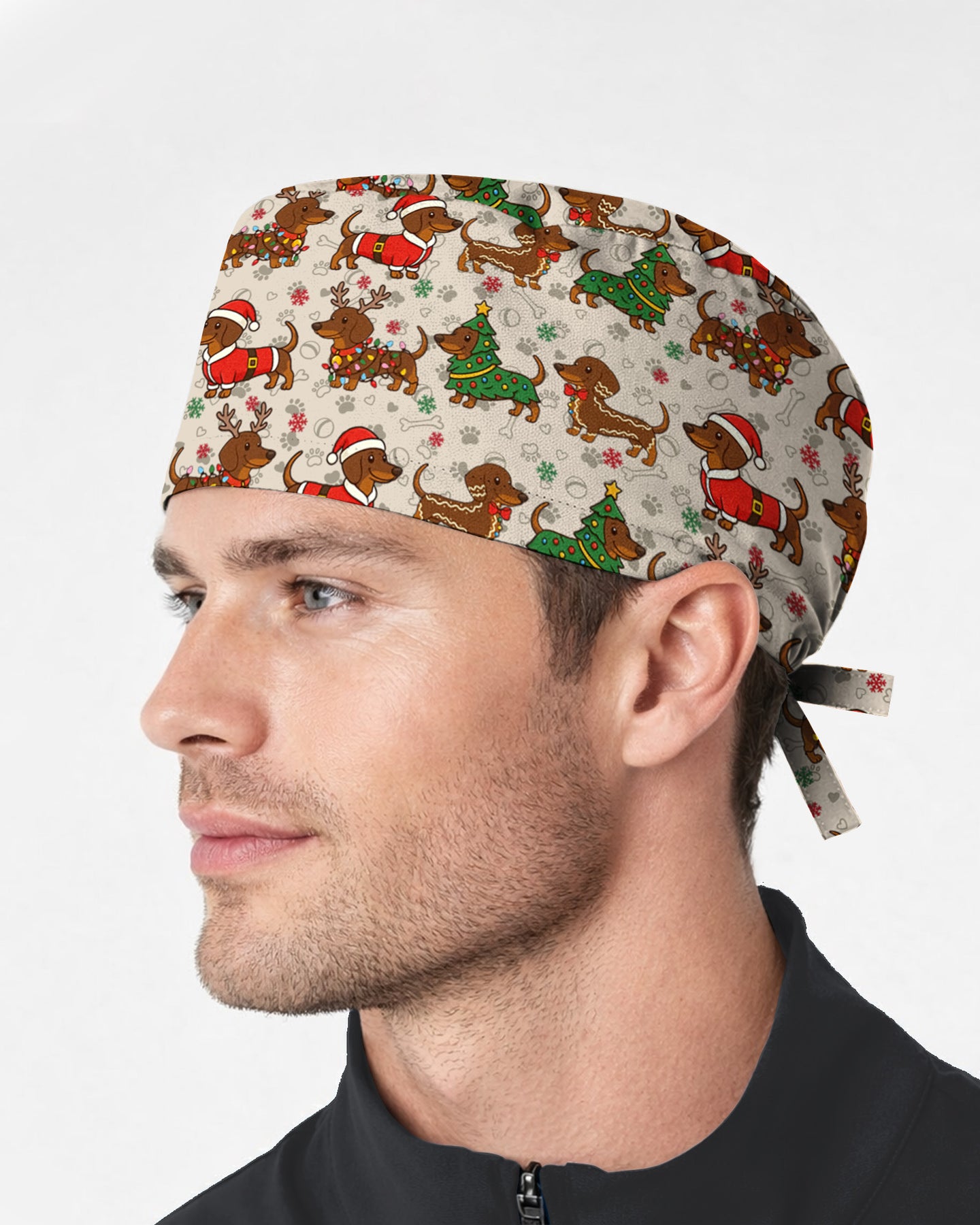 Christmas Dachshund Nurse Holiday Cheer Scrub Cap