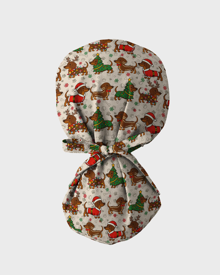 Christmas Dachshund Nurse Holiday Cheer Scrub Cap
