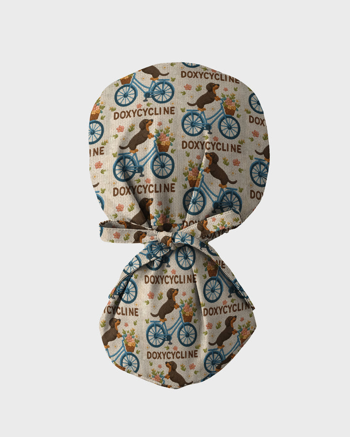 Dachshund Bicycle Pharmacy Pun Party Scrub Cap