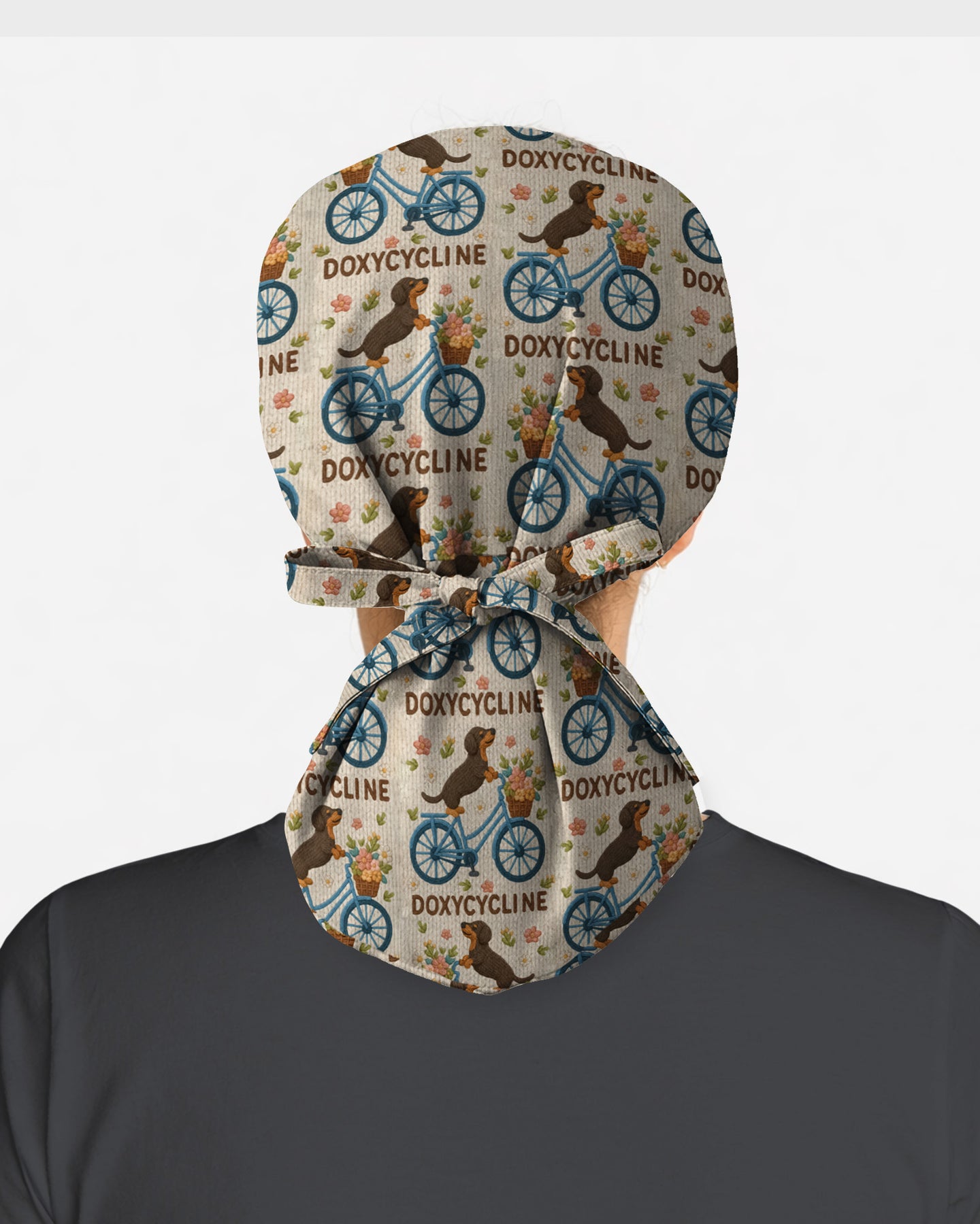 Dachshund Bicycle Pharmacy Pun Party Scrub Cap