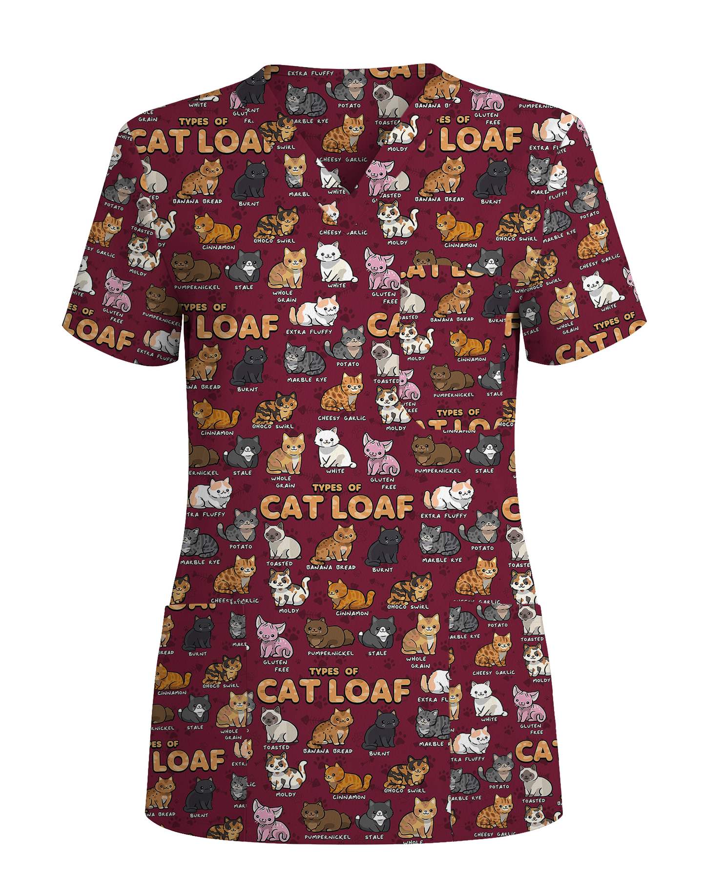 Cat Loaf Nurse Cute Feline Mood Women Scrub Top
