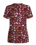 Cat Loaf Nurse Cute Feline Mood Women Scrub Top