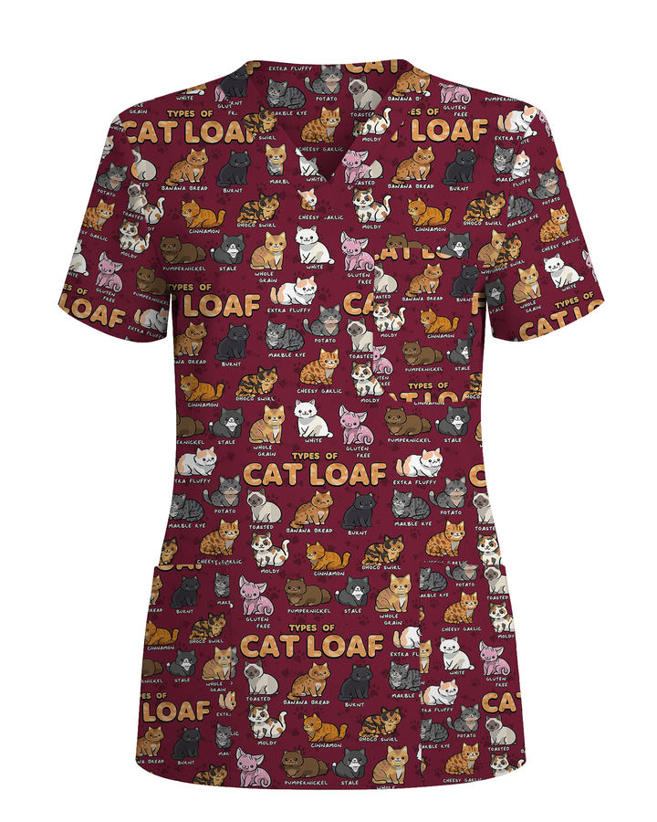 Cat Loaf Nurse Cute Feline Mood Women Scrub Top