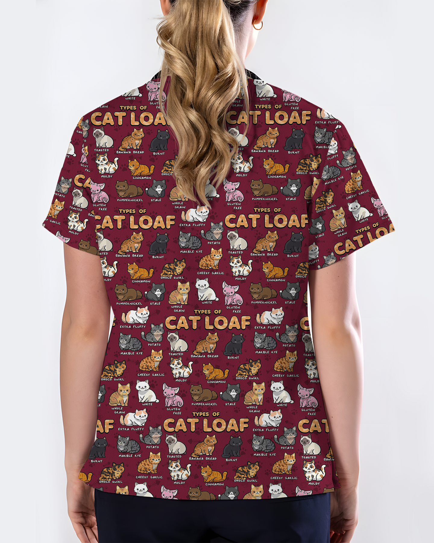 Cat Loaf Nurse Cute Feline Mood Women Scrub Top