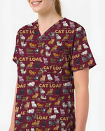 Cat Loaf Nurse Cute Feline Mood Women Scrub Top