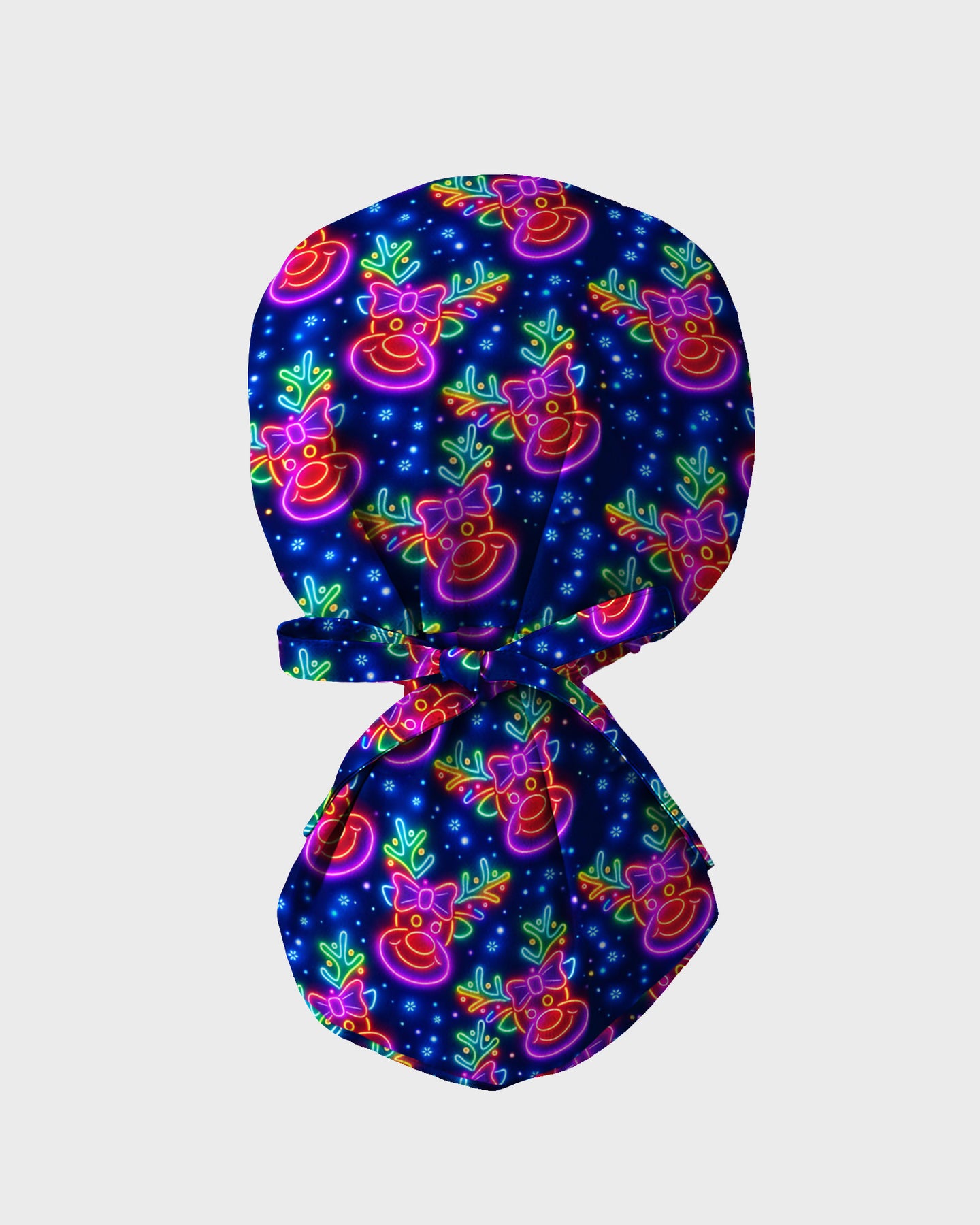 Neon Reindeer Christmas Cheer Glow Scrub Cap