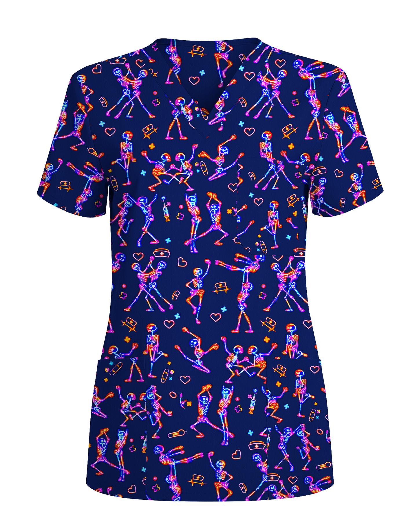 Cute Cat Butt Playful Feline Parade Women Scrub Top
