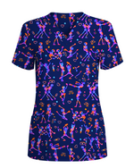 Cute Cat Butt Playful Feline Parade Women Scrub Top