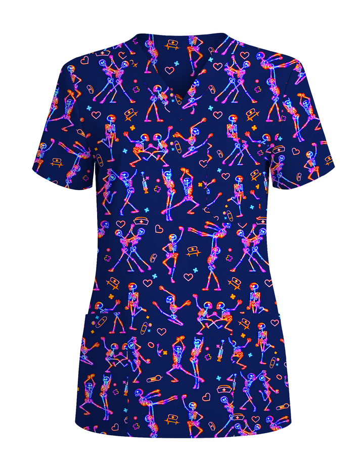 Cute Cat Butt Playful Feline Parade Women Scrub Top