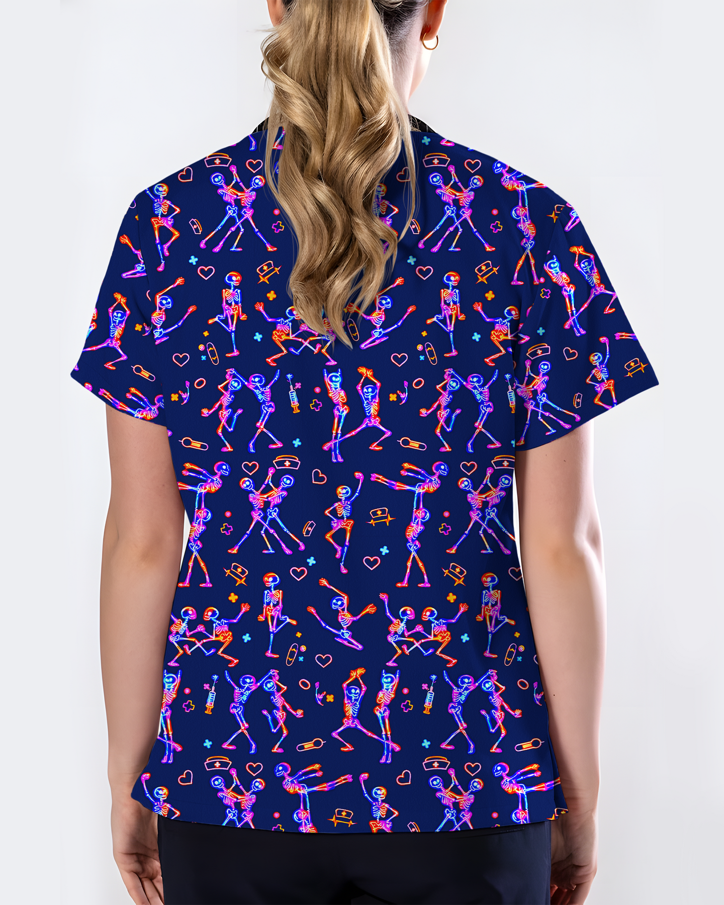 Cute Cat Butt Playful Feline Parade Women Scrub Top