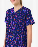 Cute Cat Butt Playful Feline Parade Women Scrub Top
