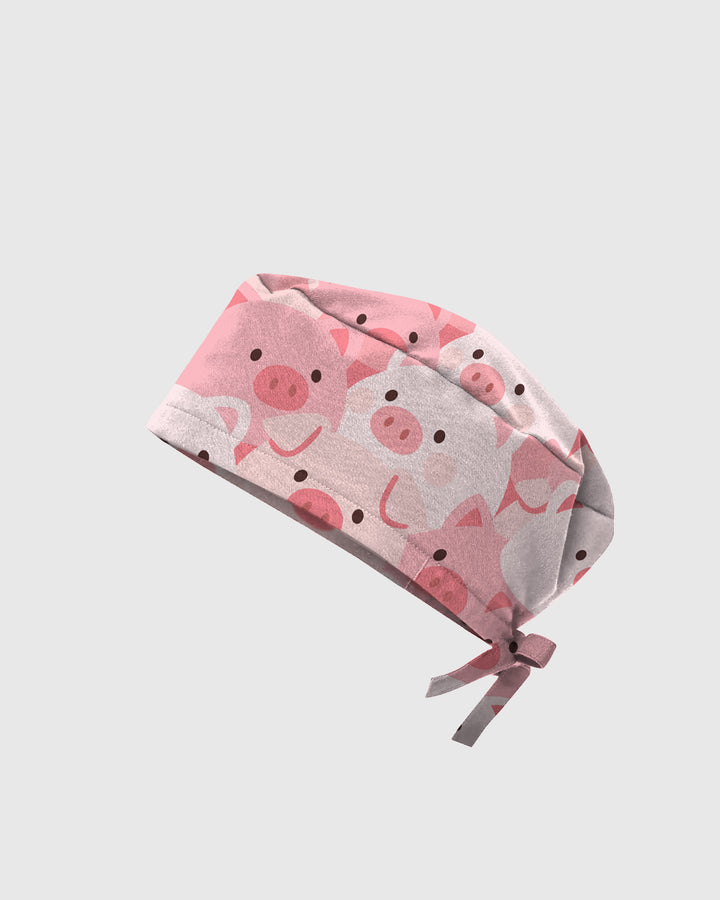Cute Pig Playful Farm Friends Charm Scrub Cap