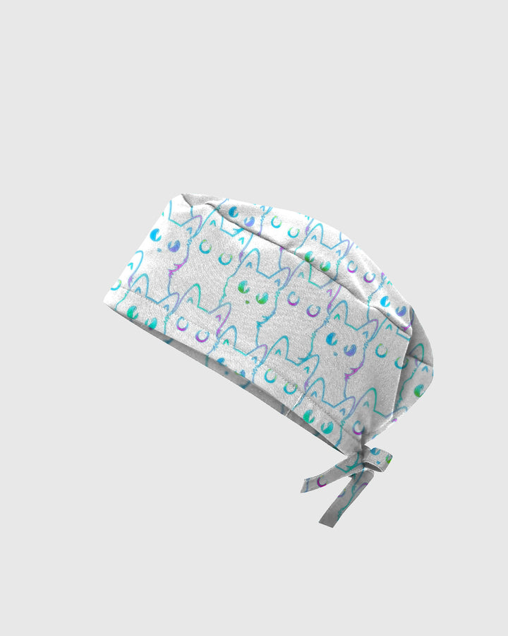 Neon Cat Electric Midnight Glow Vibes Scrub Cap