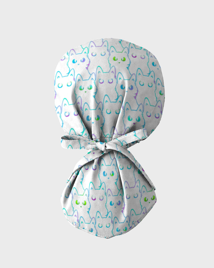 Neon Cat Electric Midnight Glow Vibes Scrub Cap