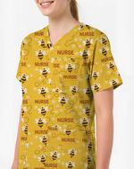 Honey Bee Cheerful Garden Buzz Women Scrub Top