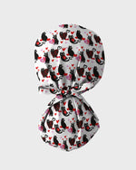 Black Cat Valentine Heart Charm Scrub Cap